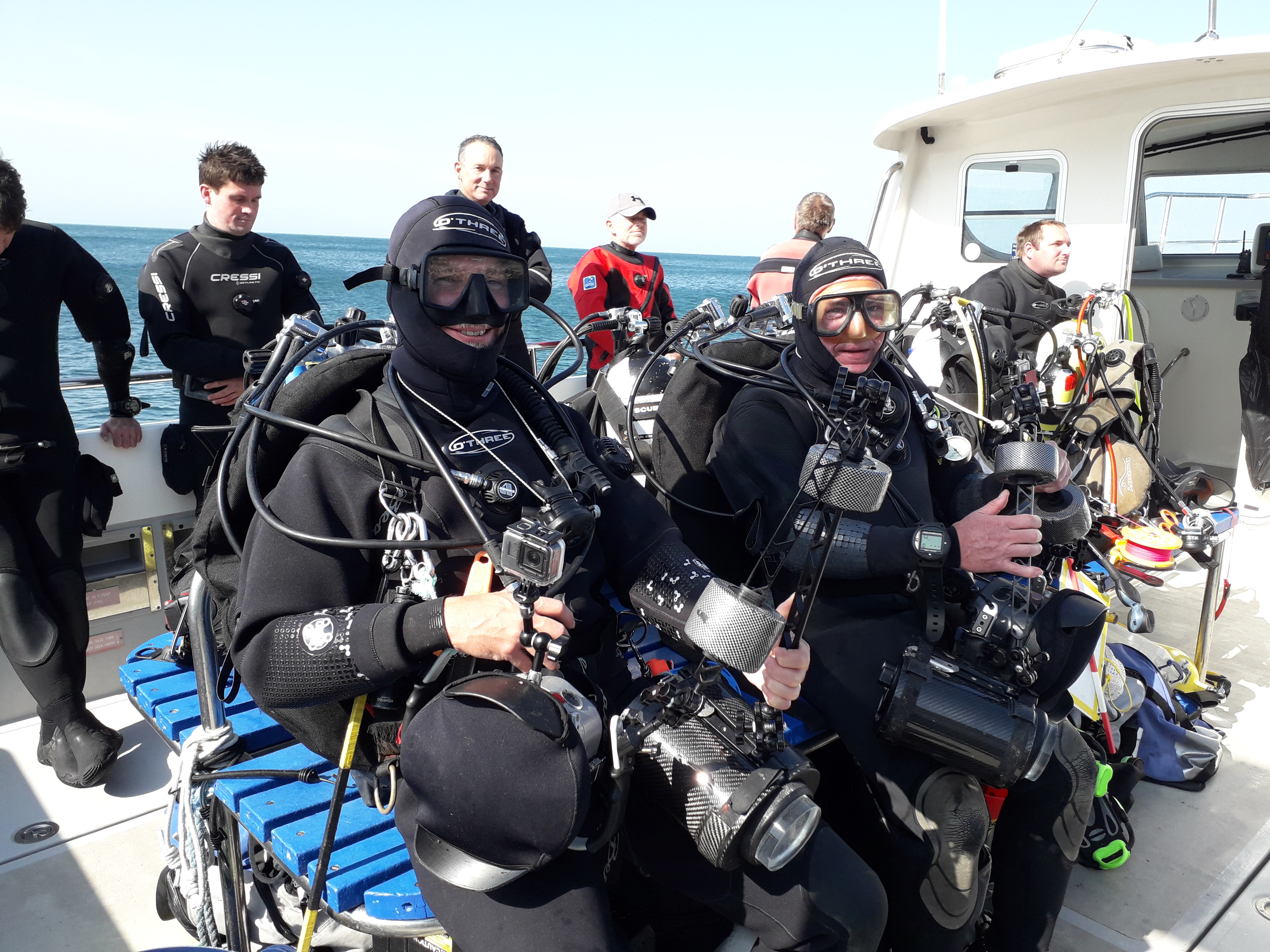 The Chesil team prepare to record at the Inshore Site, September 2019