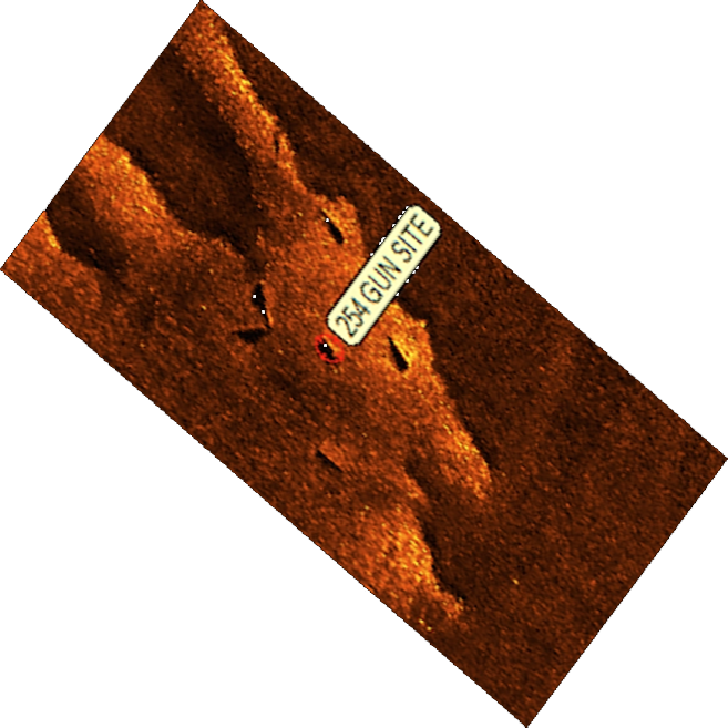 Side scan sonar survey data of Chesil Beach Cannon Offshore Site acquired by the Shipwreck Project
